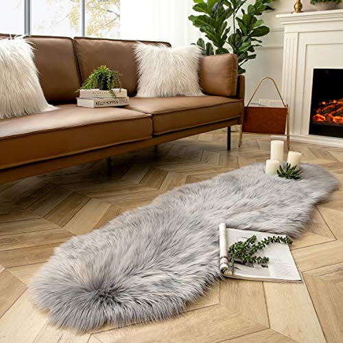 Ashler faux fur rug, Fluffy Shaggy Area Rug Ultra Soft 2 x 6 Feet