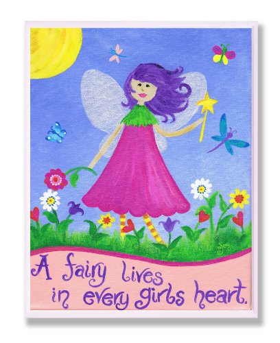 The Kids Room by Stupell A Fairy Lives in Every Girl's Heart Rectangle Wall Pla…