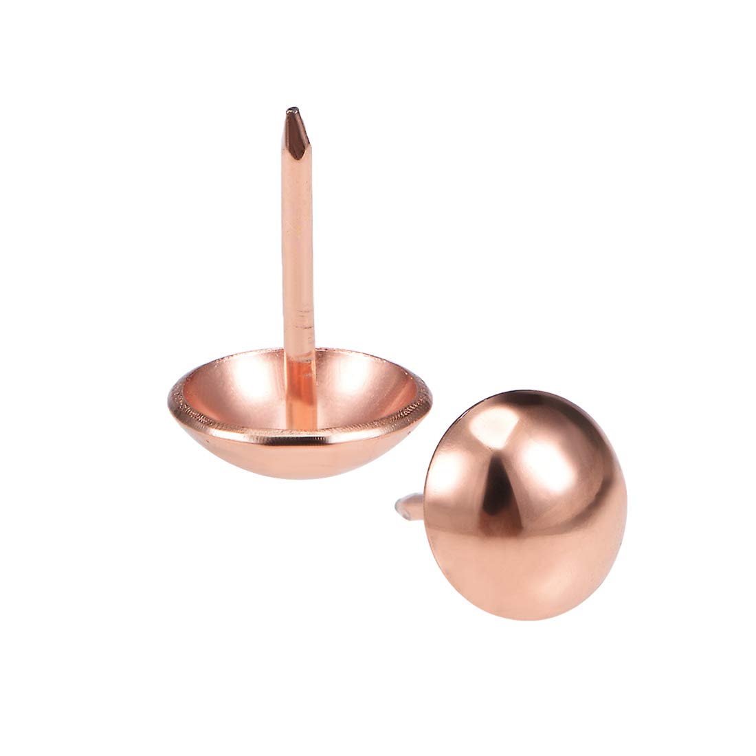 sourcing map Upholstery Nails Tacks 12mmx17mm Retro Round Thumb Push Pins Rose Gold Tone for Furniture Sofa Headboards, 25 Pcs