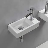 XIFIRY Wall Hung Small Cloakroom Basin Right Hand 37x19x9cm Ceramic view 3