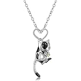 zocare Valentines Day Gifts for Her,Sterling Silver Cat Necklace for Women,Dainty Choker Cat Pendant, S925 Silver Cute Cat Lover Gifts for Her, Trendy Animal Jewelry for Friends,Sister