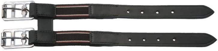 Tough1 EquiRoyal Leather/Elastic Horse Girth Extension, Brown