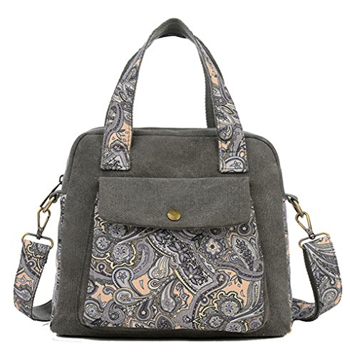 Shoulder Sling Bag For Women Crossbody Satchel Canvas All-match Style Printing Tote Purse Dark Grey