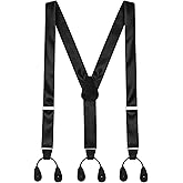 Yearntown Silk Suspenders for Men Tuxedo Formal Y Back Suspenders Men Formal Button End Braces for Tuxedo Pants