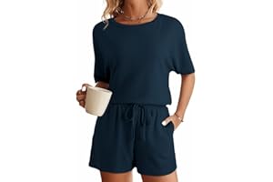 SHEWIN Womens Pajama Sets Waffle Knit Lounge Set 2 Piece Outfits Loungewear Sweatsuit with Pockets