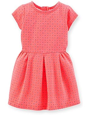 Little Girls French Terry Geo Print (Orange)