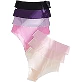 GORGLITTER Women's 5 Pack Seamless Transparent Underwear No Show Thongs See Through Invisible Panties
