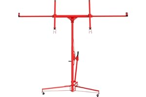 GarveeTech 16 ft Drywall Lift, Sheetrock Lift Drywall Lift, 150 LBS Capacity Drywall Lift Panel Hoist with 360° Adjustable Telescopic Arm & 3 Lockable Wheels, Red