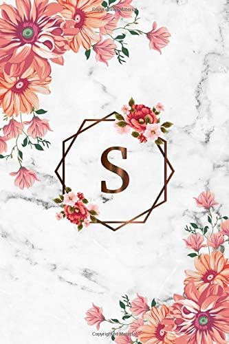 S: Cute Initial Monogram Letter S Dot Grid Bullet Notebook. Pretty Personalized Journal & Diary with Dotted Grid Pages for Writing & Note Taking for Girls and Women - Nifty Grey Marble Floral Print Paperback – February 23, 2019