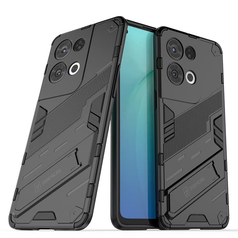 SEIAIYG Cover for OPPO Reno 8 Pro 5G Case, [Shock Absorption] 2 in 1 Hybrid Armor Hard Back Case Cover with Kickstand for OPPO Reno 8 Pro 5G (Black)