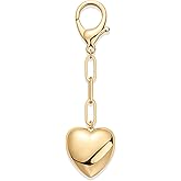 PAVOI 14K Gold Plated Heart & Cherry Bag Charm for Handbags - Chunky Charm for Purse & Totes - Valentines Day Gold Keychain