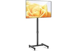 AM alphamount TV Floor Stand for 13-50 inch Flat/Curved TVs up to 44 lbs, 8 Level Height Adjustable Monitor Floor TV Stand with VESA 200x200, Portable TV Mount Stand for Living Room, Bedroom, Office