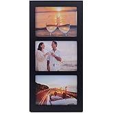 UMICAL 5x7 3-Opening Collage Picture Frame with Shatter-Resistant Glass & Black Wood Photo Frames for 5x7 Inch Pictures Display Made for Tabletop Stand and Wall Mounting