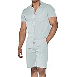 Uni Clau Mens Short Sets 2 Piece Outfits Summer Button Down Shirt and Shorts Set Beach Tracksuit