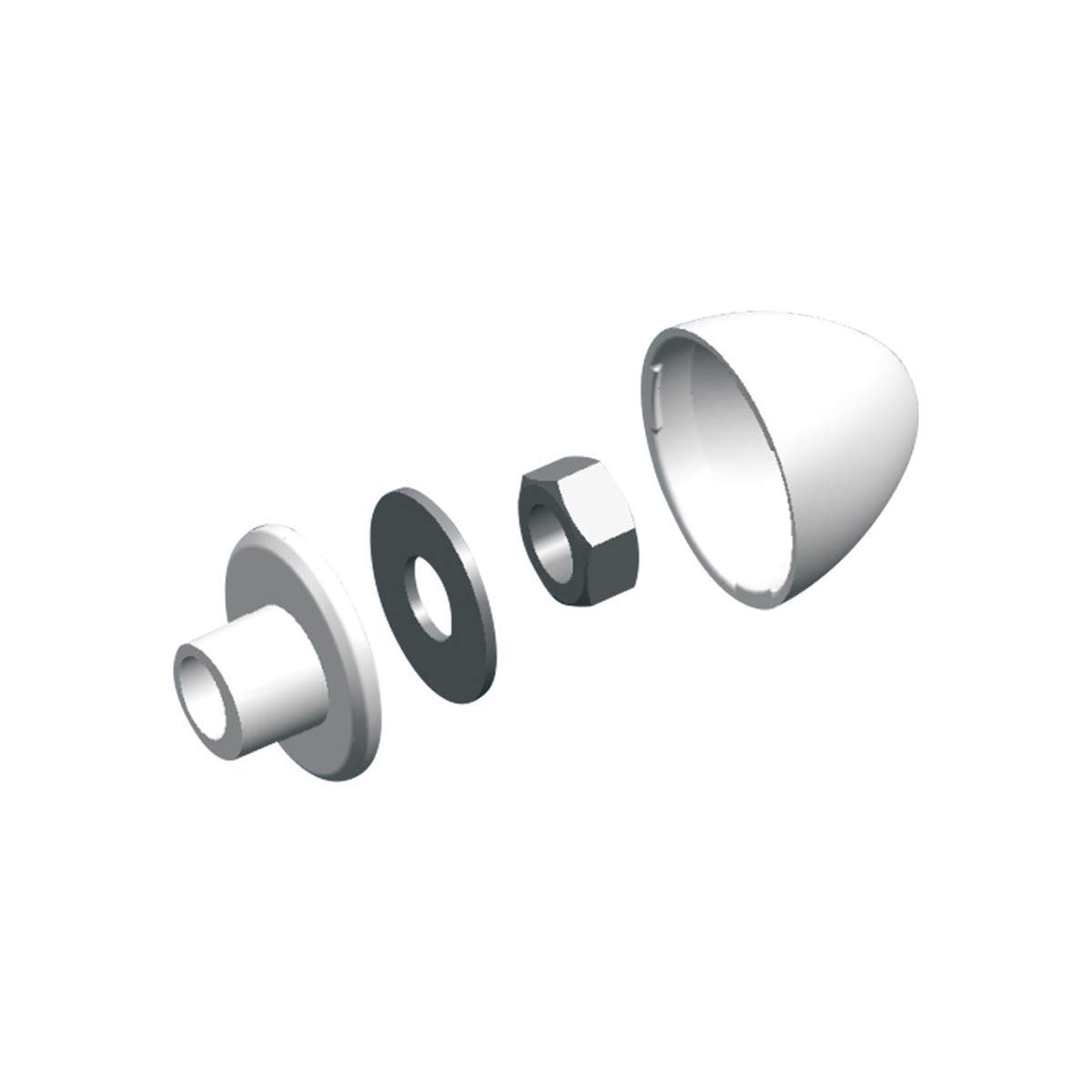 Fischer BUAK Suspended Sanitary Accessories Set Includes 2 Eccentric Bushings, 2 Wide Rosettes, 2 M12 Steel Nuts, 2 White Shells, 71283