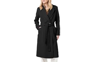 Danedvi Women's Notch Lapel Collar Pea Coat Long Sleeve Casual Fall Winter Long Overcoat with Belt
