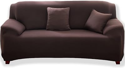Teynewer 1-Piece Stretch Sofa Cover (1 Seater) Brown