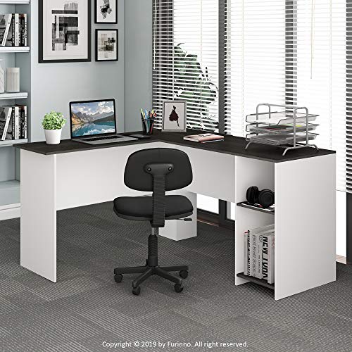 Furinno Indo LShaped Desk, Espresso/White Pricepulse