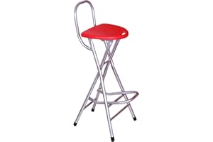BE&XN Folding Stools for Adults Portable, 28 inch Collapsible Stool Heavy Duty, Indoor Tall Bar stools with Handle, Plastic Counter Barstool Chair for Kitchen Outdoor Travel (Red A, H72xW31cm(28x12inch))