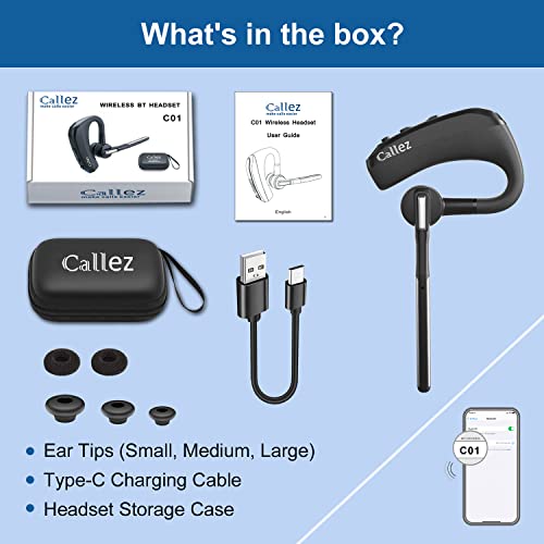 Bluetooth Headphones with CVC8.0 Dual Microphone Noise Cancellation, Pinganillo V5.0 Wireless Bluetooth Headset for Mobile iPhone Samsung Driving Office Business, Clear Chat