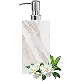 Amaauto White Marble Soap Dispenser for Bathroom and Kitchen Countertop - Lotion and Liquid Soap Dispenser, 6.7 Ounces Soap Bottle with Pump
