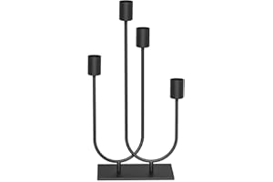 smtyle Candelabra Fireplace Black Vintage Metal Candle Stick Holders for Taper Candles Set of 4 Candle Stands with Iron-0.8" Diameter Candlestick Ideal for Table Centerpiece