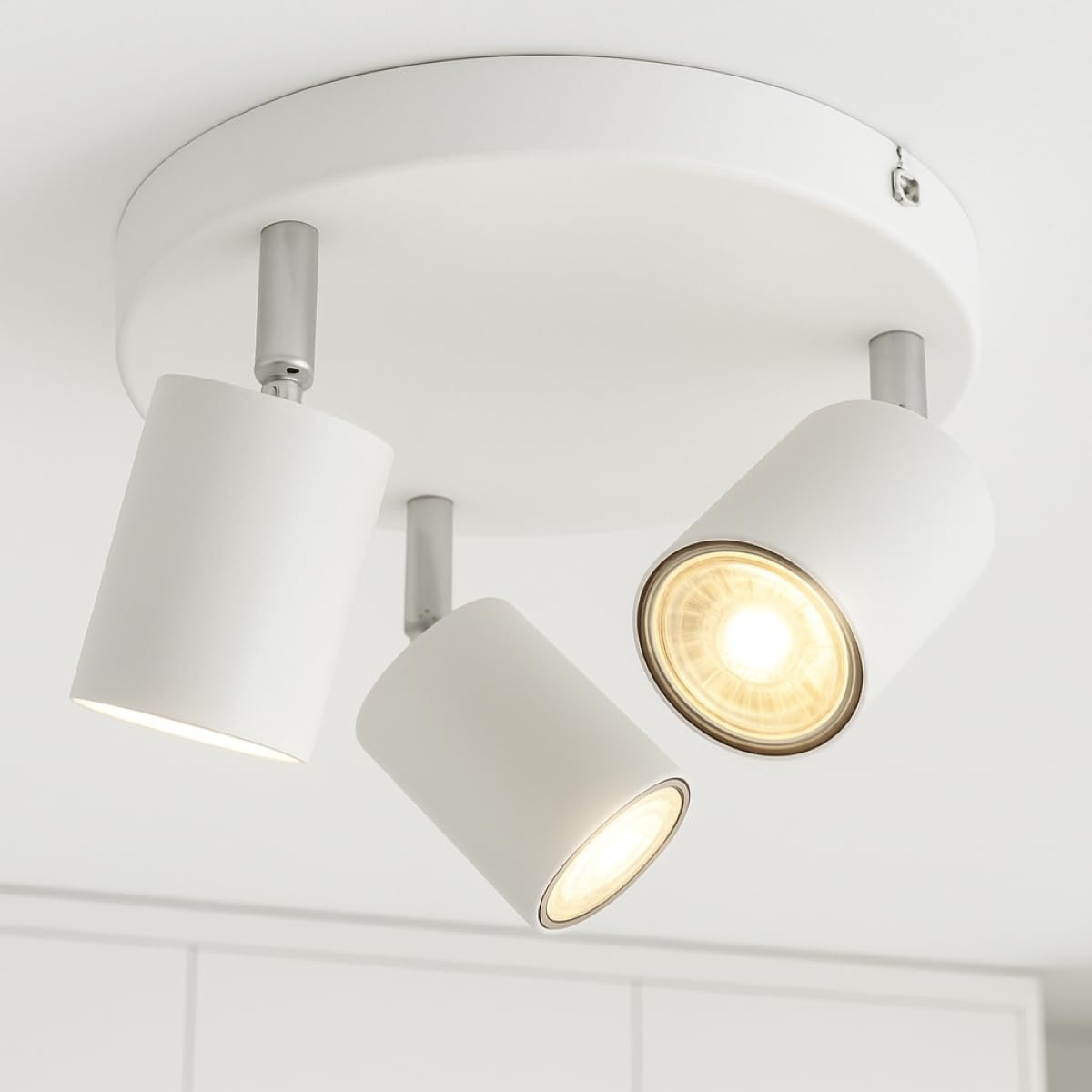 CGC Lighting Modern Contemporary Design Adjustable Heads GU10 Ceiling Spot Lights (White, Triple Round)
