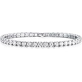Smxyancht 18K Gold/Silver Plated 4mm High Carbon Diamond Classic Tennis Bracelet,Stainless Steel Silver Chain for women,size 7.5inch,Gold Bracelets jewelry for women