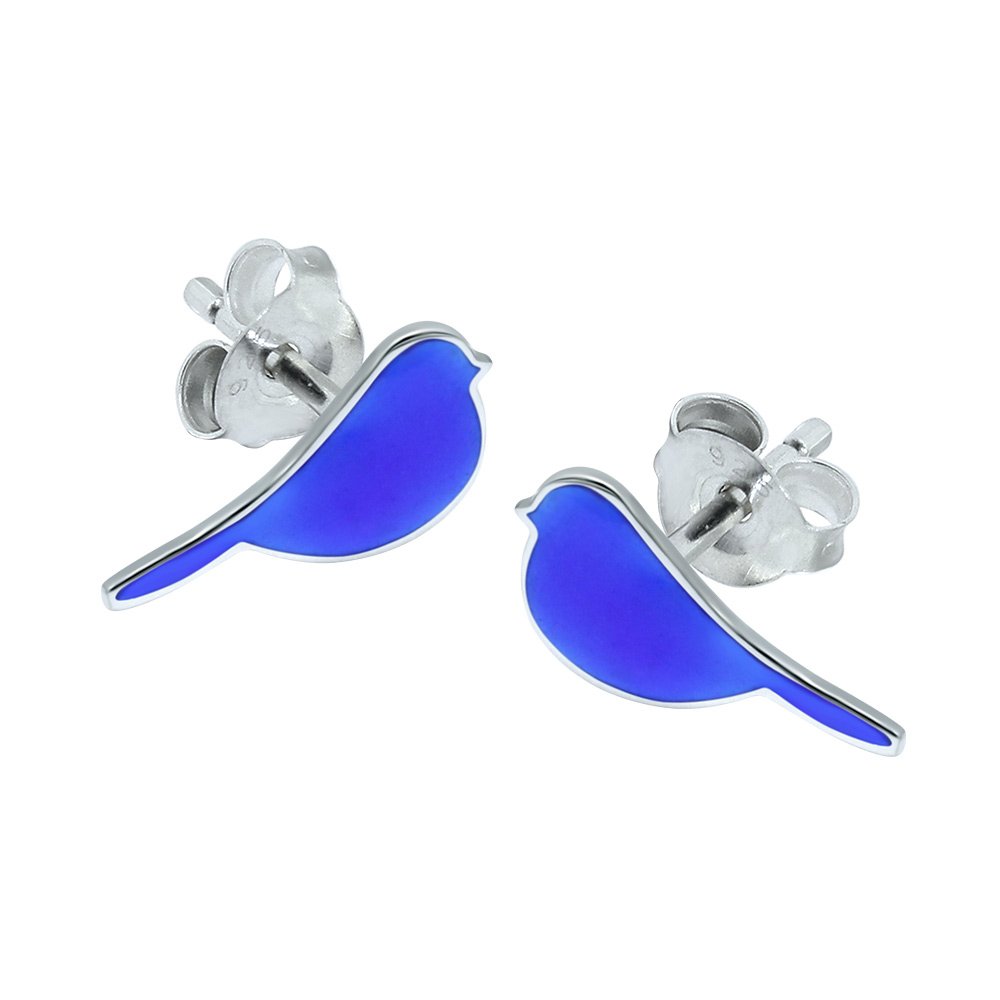 Blue Bird Earrings - Sterling Silver