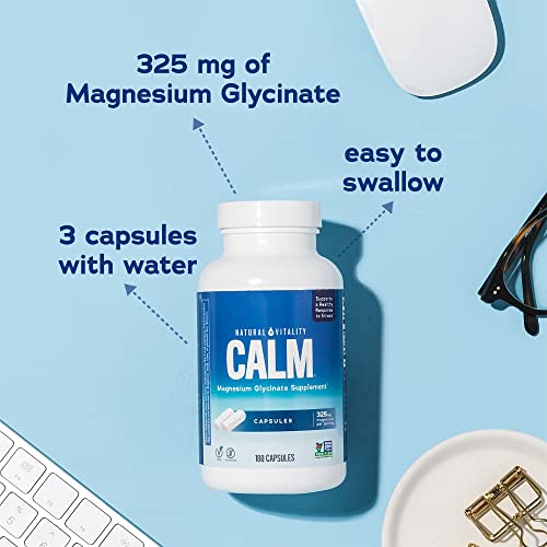 Natural Vitality Calm, Magnesium Glycinate Supports Bone, Muscle, Heart