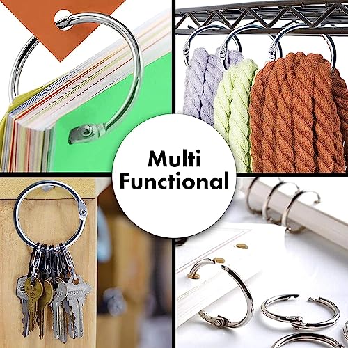Elvyagod 100 Pcs Binder Rings, Loose Leaf Metal Book Silver Keychain Rings For Index Cards, Flash Notebooks, Photo Album, Scrapbook Diy Crafts, 1 Inch Diameter