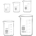Labasics Glass Beaker Set, Borosilicate Glass Graduated Low Form Griffin Beakers in 5 Sizes, 50 ml/100 ml/250 ml/500 ml/1000 ml (1 L), Combo Pack