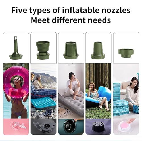 Electric Air Pump for Inflatables,Portable Rechargeable 2400mAh Quick-Fill Multifunction Inflatable Deflate Pump for Outdoor Camping, Paddling Pool Beach Toys,Vacuum Sorage Bags,Air Bed(Green)