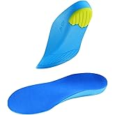 Kids Orthotic Arch Support Insoles – Orthopedic Inserts for Flat Feet, Plantar Fasciitis & Foot Pain Relief – Comfort Shoe Inserts for Children, Blue - 1 Pair (Size: 36-39)