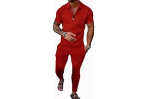 Kubsid Mens Sets 2 Piece Outfits Casual Activity Short Sleeve Polo Shirts and Jogging Long Pants Track Suits