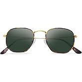 YWWPMDOF Polarized Sunglasses for Womens Men Trendy Square Hexagonal Flat Mirrored Sun Glasses UV Protection