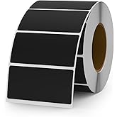 YIKIADA Black Color Coding Labels 1 × 2 Inches Self-Adhesive Vinyl Rectangle Stickers Waterproof Name Tags Removable Roll for Office School Home 500 PCS
