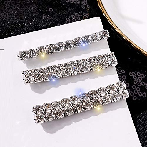 Tzoxal Luxury Hair Clips for Women, Bling Rhinestones Hairpins Barrettes, White Sparkly Hairgrip Hair Headwear Accessories for Party Wedding Daily (A)