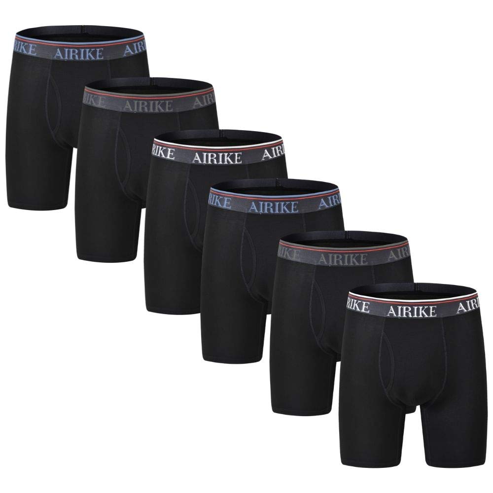Photo 1 of AIRIKE Boxer Briefs Men Pack Long Leg Soft Black Underwear Big Size and Tall Underpants