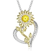 Molenia Heart Birthstone Rose Necklace for Women: Genuine 925 Sterling Silver Rose Gold Pendant Dainty Necklace Gold Jewelry Valentines Christmas Anniversary Birthday Gifts for Wife Mom Daughter