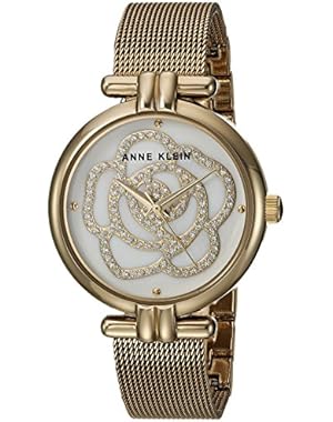 Women's Quartz Metal and Stainless Steel Dress Watch, Color:Gold-Toned (Model: AK/3102MPGB)
