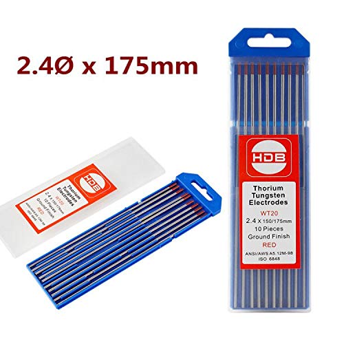Topwill 10 x Tungsten Electrodes WT20 Tungsten Electrodes 2,4Ø x 175