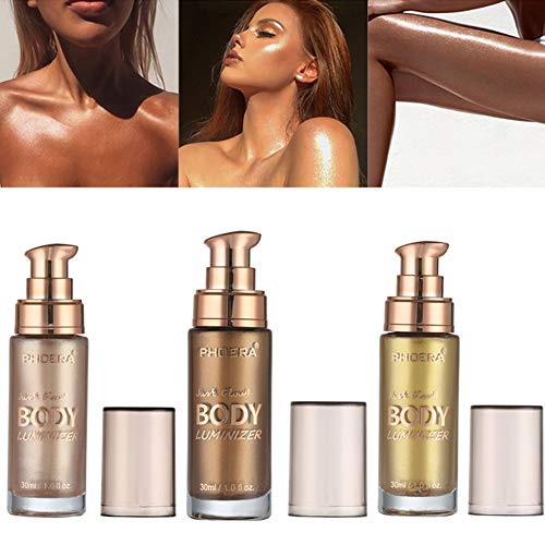 Liquid Highlighter, SUNSENT 3D Glow Liquid Highlighter,Smooth Shimmer Brighten Glow Liquid Illuminator Makeup for Face& Body 30ML