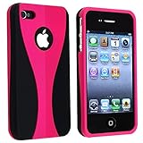 INSTEN Snap-on Rubber Coated Case for Apple iPhone 4S AT&T / Verizon / Sprint, Hot Pink / Black