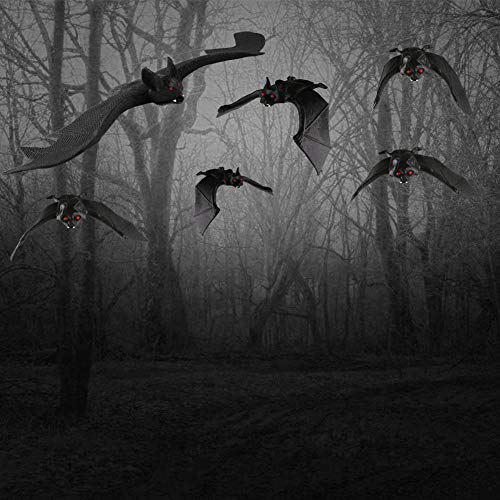 HAKACC Halloween Fledermäuse, 8 Stück Hängende Fledermäuse Realistische Gespenstische Fledermause Hängende Spuk-Gummi für Halloween Party Dekoration Kostüme