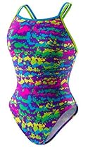 Speedo Little Girls One Piece Criss Cross Swimsuit (5 Kids-Splatter Splash)
