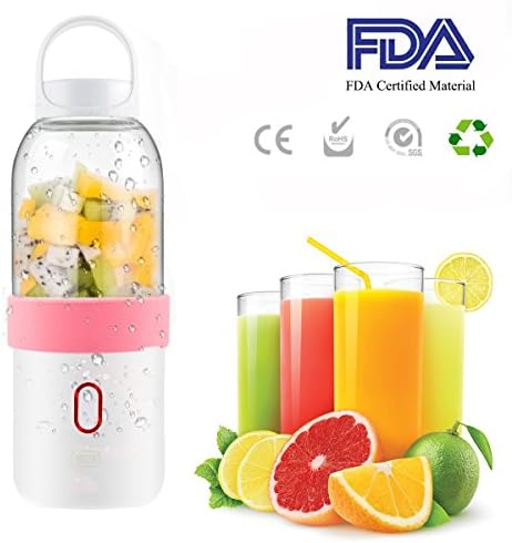 Juicer Cup Portable Fruit Mixing Machine USB Rechargeable Personal Size for Gym, travel, outdoors and family or work office.（550ML）