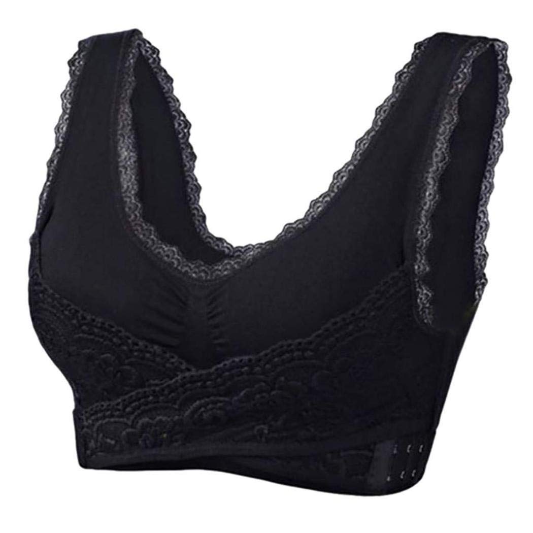 lazinem Women Cross Push-up Sporting Bra Front Side Buckle Lace Full Cup Underwear Sports Bras Black