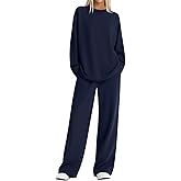 Oakgarden Women's 2 Piece Oversized Lounge Sets Lightweight Long Sleeve Crew Neck Tracksuit Long Pant Sweatsuits with Pockets