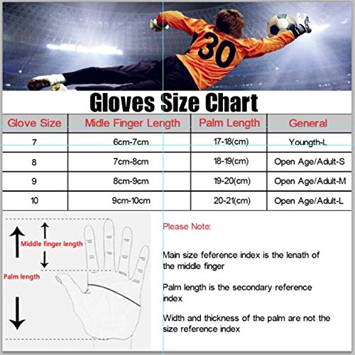 image for Coodoo Adult & Youth Soccer Goalkeeper Gloves with Pro Finger Save, 3.